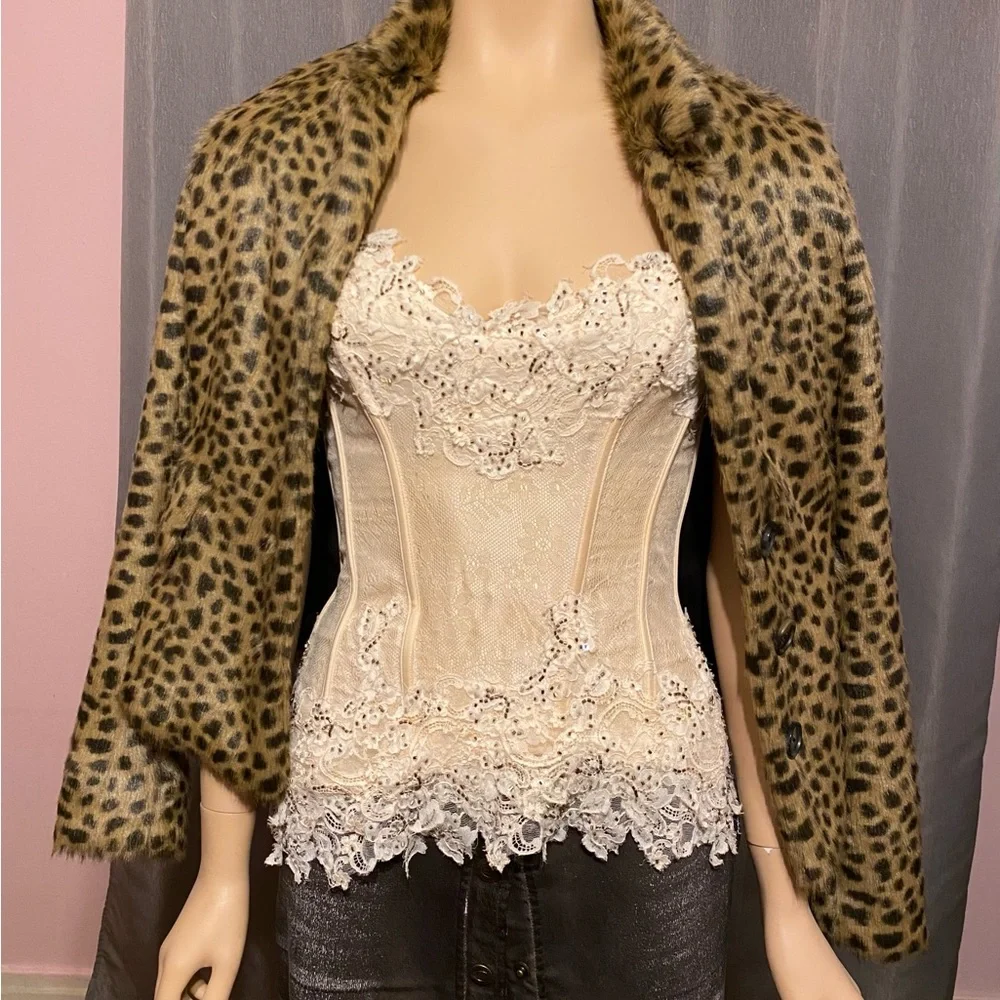 Fine Silk& Lace Bustier Gorgeous! champagne color - Picture 5 of 11